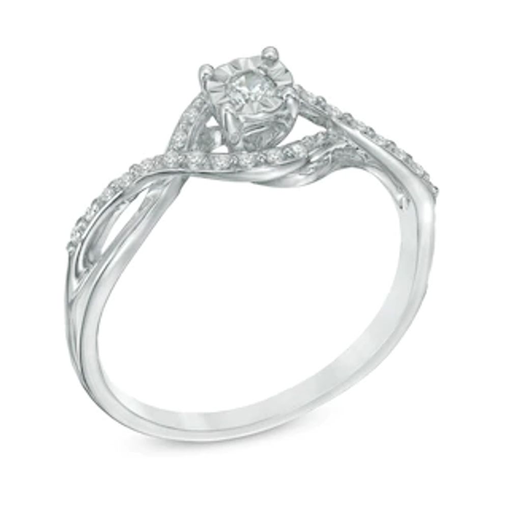 0.15 CT. T.W. Diamond Bypass Promise Ring in 10K White Gold|Peoples Jewellers