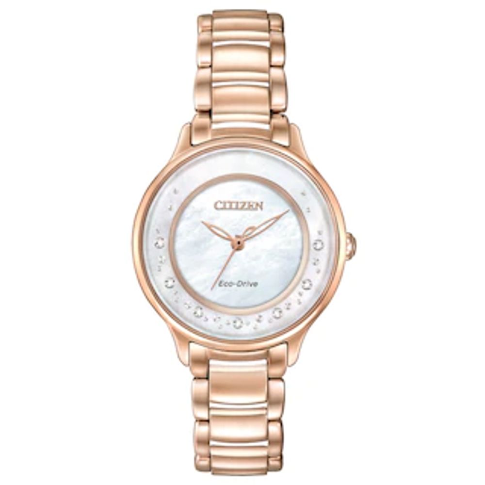 Ladies' Citizen Eco-Drive® Circle of Time Diamond Accent Watch with Mother-of-Pearl Dial (Model: EM0382-86D)|Peoples Jewellers