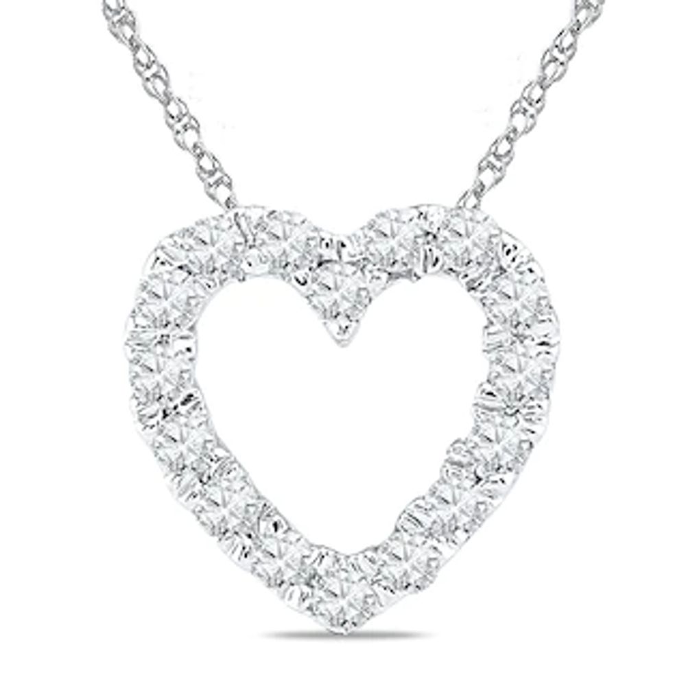 0.18 CT. T.W. Diamond Outline Heart Pendant in 10K White Gold|Peoples Jewellers