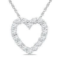 0.18 CT. T.W. Diamond Outline Heart Pendant in 10K White Gold|Peoples Jewellers