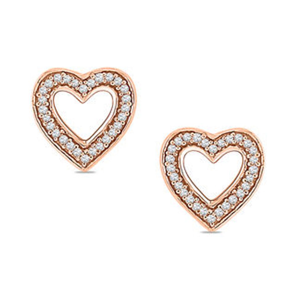 0.09 CT. T.W. Diamond Outline Heart Stud Earrings in 10K Rose Gold|Peoples Jewellers