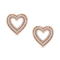 0.09 CT. T.W. Diamond Outline Heart Stud Earrings in 10K Rose Gold|Peoples Jewellers