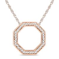 Diamond Accent Outline Octagon Pendant in 10K Rose Gold|Peoples Jewellers