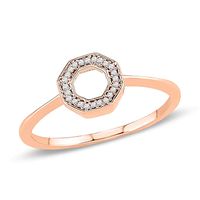 Diamond Accent Outline Octagon Ring in 10K Rose Gold|Peoples Jewellers