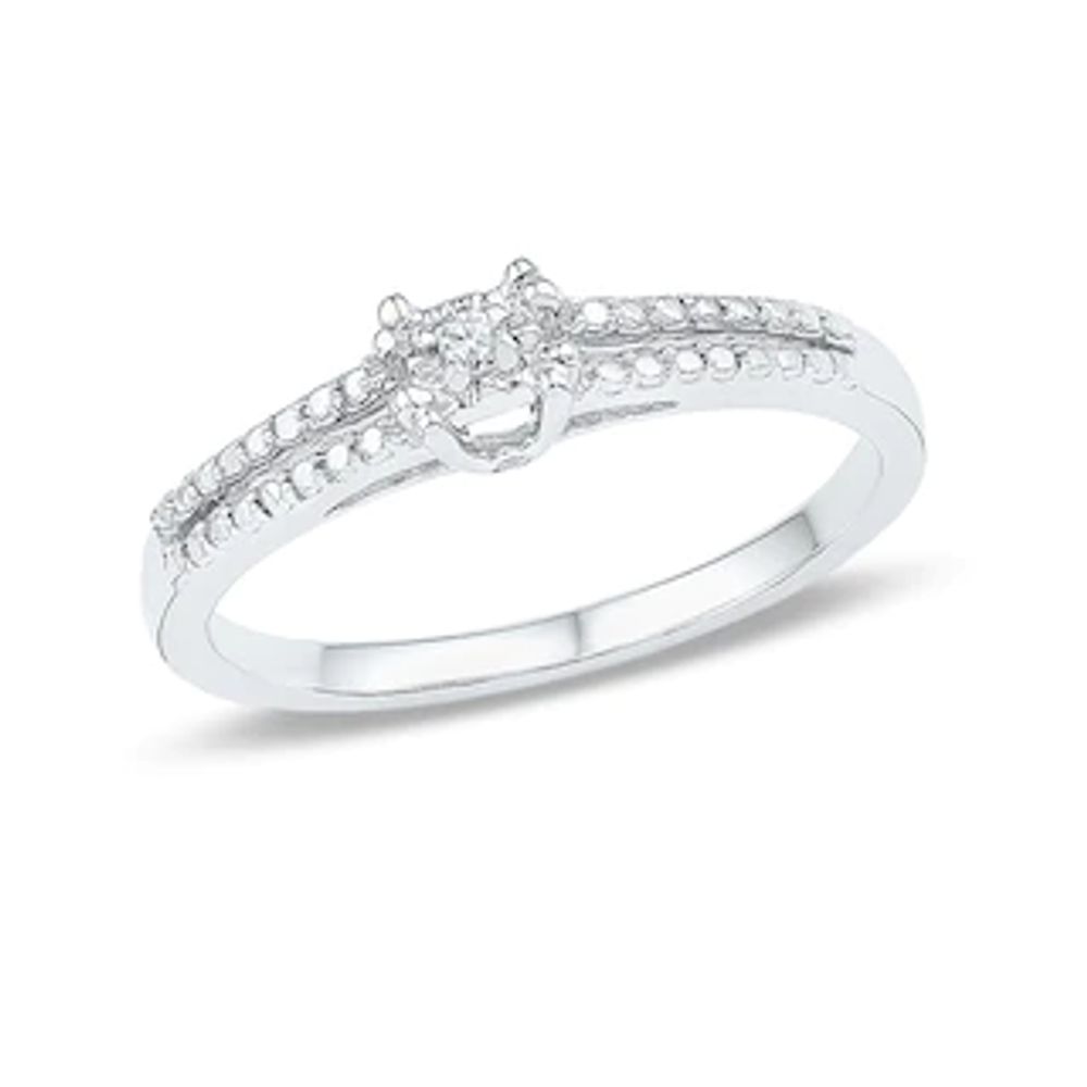 Diamond Accent Split Shank Promise Ring in 10K White Gold|Peoples Jewellers