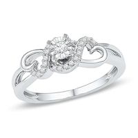 0.13 CT. T.W. Diamond Heart Sides Promise Ring in 10K White Gold|Peoples Jewellers