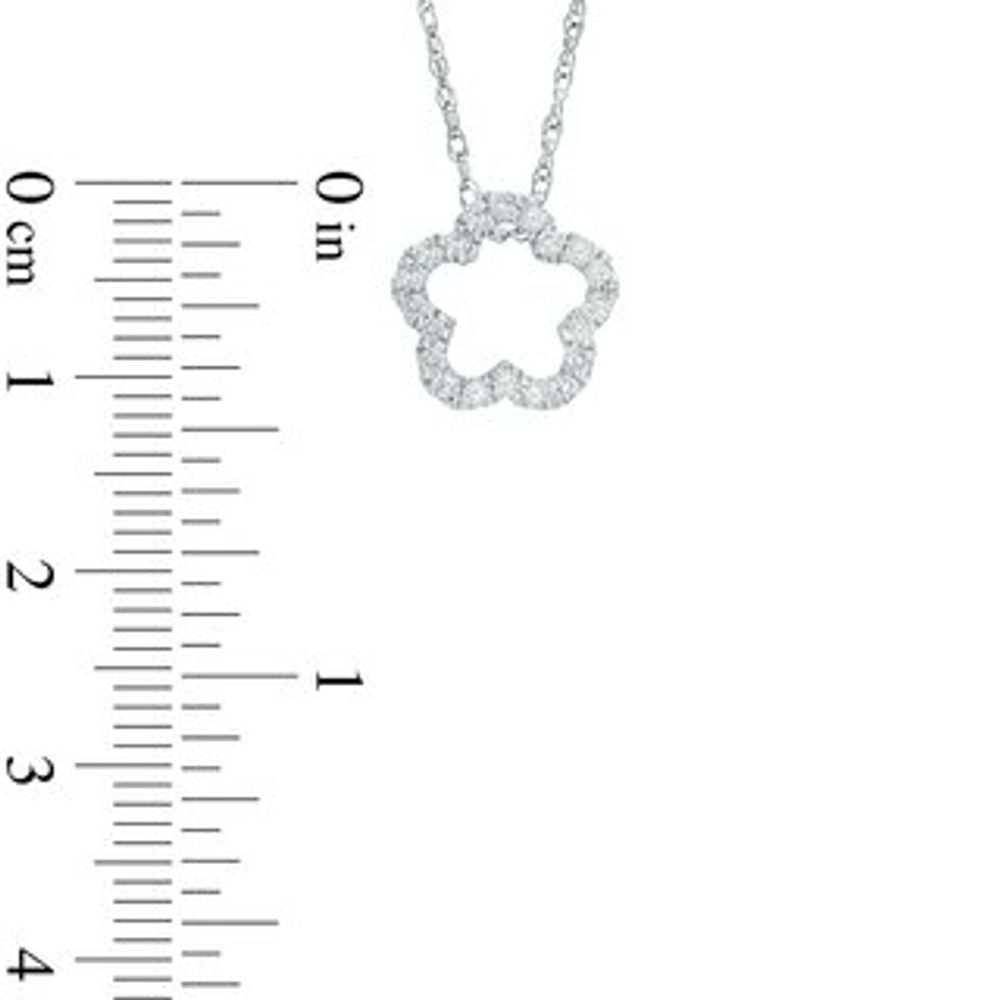 0.23 CT. T.W. Diamond Outline Flower Pendant in Sterling Silver|Peoples Jewellers