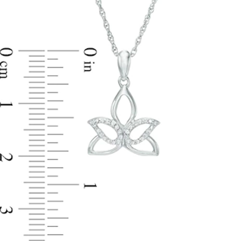 Diamond Accent Outline Lotus Flower Pendant in 10K Gold|Peoples Jewellers