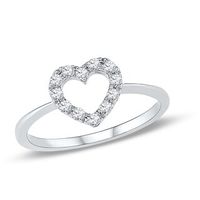 0.18 CT. T.W. Diamond Heart Ring in 10K White Gold|Peoples Jewellers