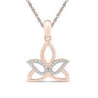 Diamond Accent Outline Lotus Flower Pendant in 10K Rose Gold|Peoples Jewellers
