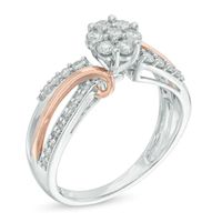 0.50 CT. T.W. Multi-Diamond Flower Bypass Crossover Ring in 10K Two-Tone Gold|Peoples Jewellers