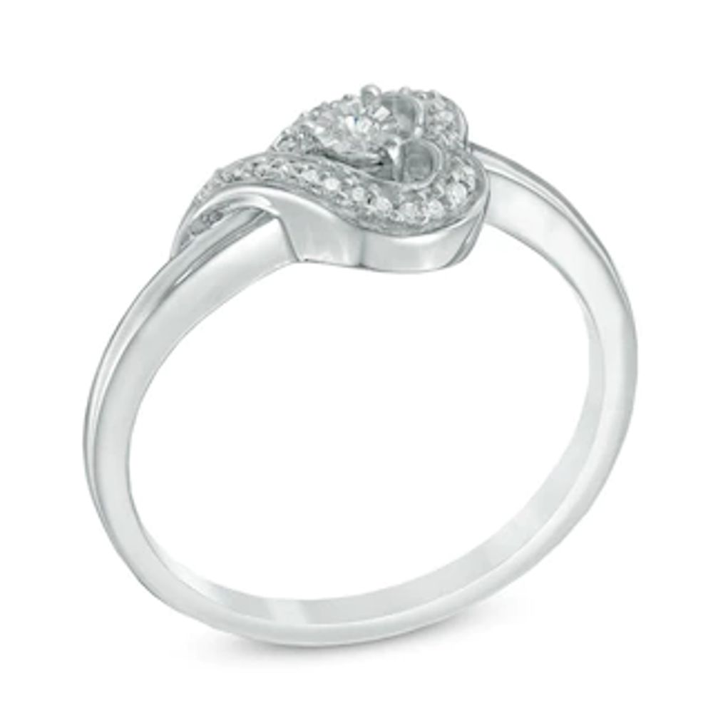 Diamond Accent Sideways Heart Ring in Sterling Silver|Peoples Jewellers