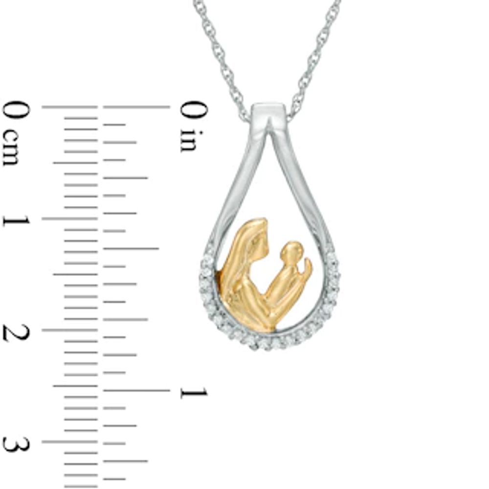 0.09 CT. T.W. Diamond Motherly Love Teardrop Pendant in Sterling Silver and 14K Gold Plate|Peoples Jewellers