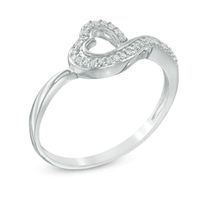 0.09 CT. T.W. Diamond Tilted Heart Outline Ring in 10K White Gold|Peoples Jewellers