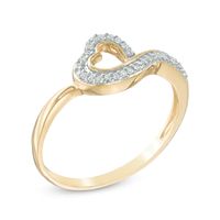 0.09 CT. T.W. Diamond Tilted Heart Ring in 10K Gold|Peoples Jewellers