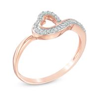 0.09 CT. T.W. Diamond Tilted Heart Outline Ring in 10K Rose Gold|Peoples Jewellers