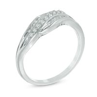 0.23 CT. T.W. Diamond Three Row Wave Ring in 10K White Gold|Peoples Jewellers