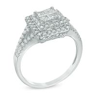 0.58 CT. T.W. Quad Princess-Cut Diamond Double Frame Ring in 10K White Gold|Peoples Jewellers