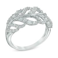 0.58 CT. T.W. Diamond Leaf Ring in Sterling Silver|Peoples Jewellers