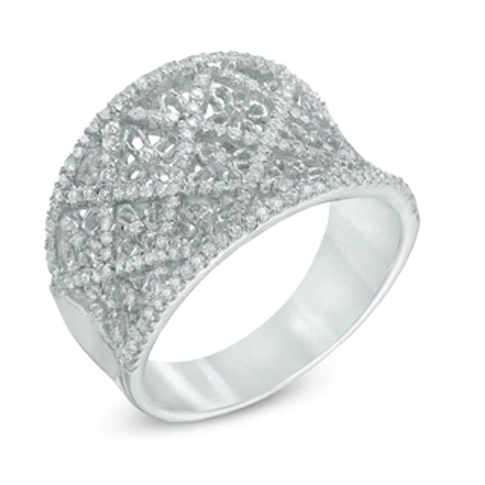 0.45 CT. T.W. Diamond Quilted Ring in 10K White Gold|Peoples Jewellers