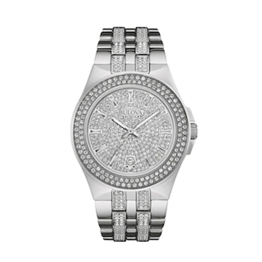 Men's Bulova Crystal Accent Watch with Silver-Tone Dial (Model: 96B235)|Peoples Jewellers
