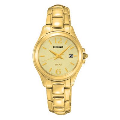 Ladies' Seiko Solar Gold-Tone Watch with Champagne Dial (Model: SUT236)|Peoples Jewellers