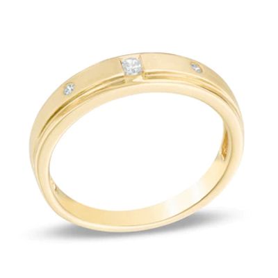 Ladies' Diamond Accent Three Stone Band in 10K Gold|Peoples Jewellers