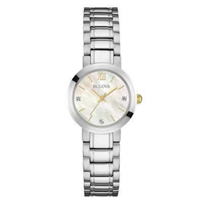 Ladies' Bulova Diamond Accent Two-Tone Watch with Mother-of-Pearl Dial (Model: 98P153)|Peoples Jewellers