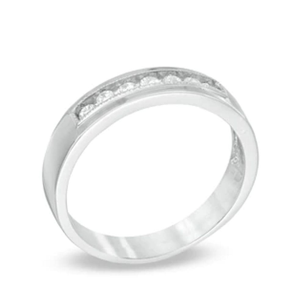Men's 0.23 CT. T.W. Diamond Wedding Band in 10K White Gold|Peoples Jewellers