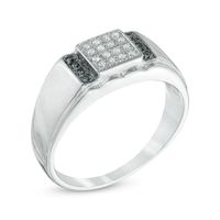 Men's 0.12 CT. T.W. Enhanced Black and White Diamond Ring in Sterling Silver|Peoples Jewellers