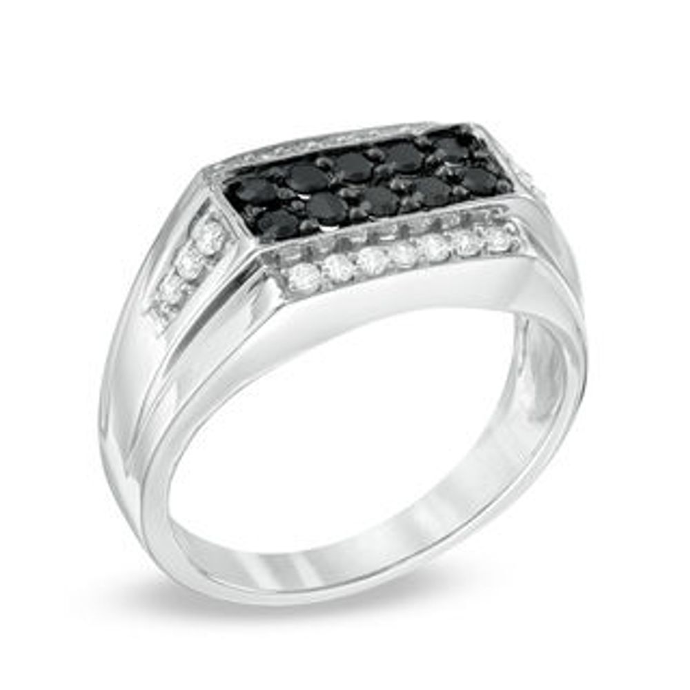 Men's CT. T.W. Enhanced Black and White Diamond Ring in Sterling Silver|Peoples Jewellers