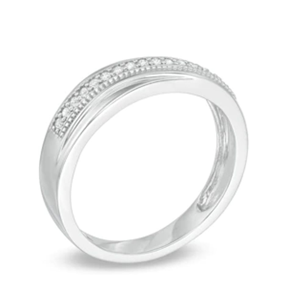 Men's 0.15 CT. T.W. Diamond Wedding Band in 10K White Gold|Peoples Jewellers