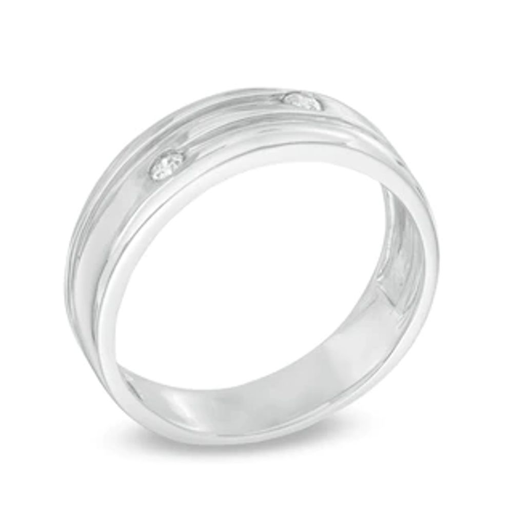 Men's 0.12 CT. T.W. Diamond Wedding Band in Sterling Silver|Peoples Jewellers