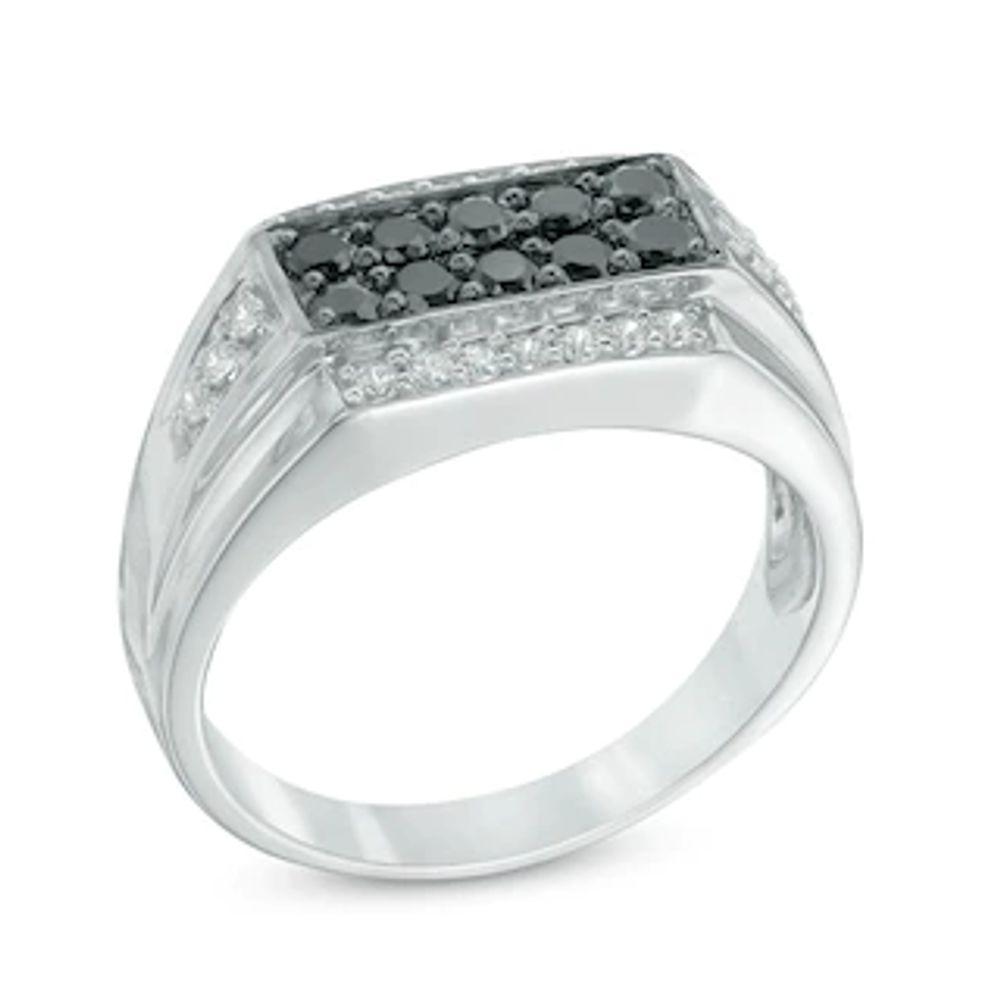 Men's 0.70 CT. T.W. Enhanced Black and White Diamond Ring in Sterling Silver|Peoples Jewellers