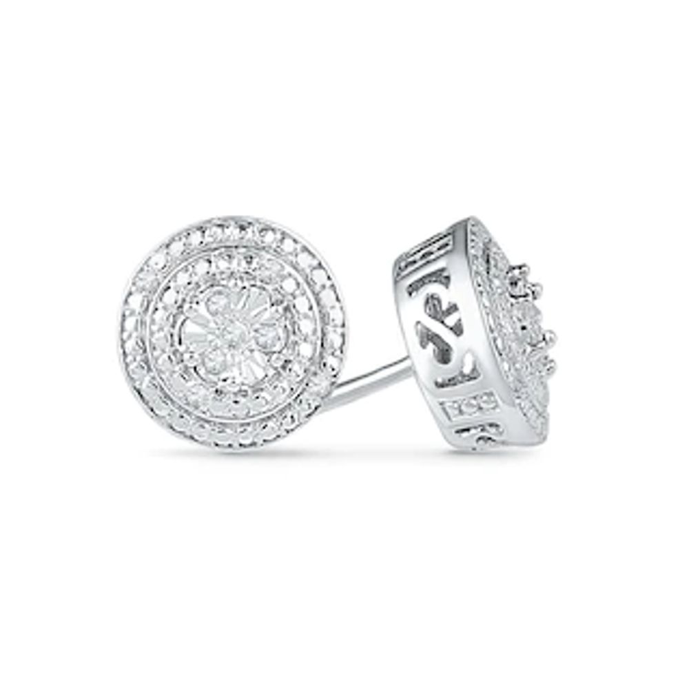 Diamond Accent Double Frame Stud Earrings in 10K White Gold|Peoples Jewellers