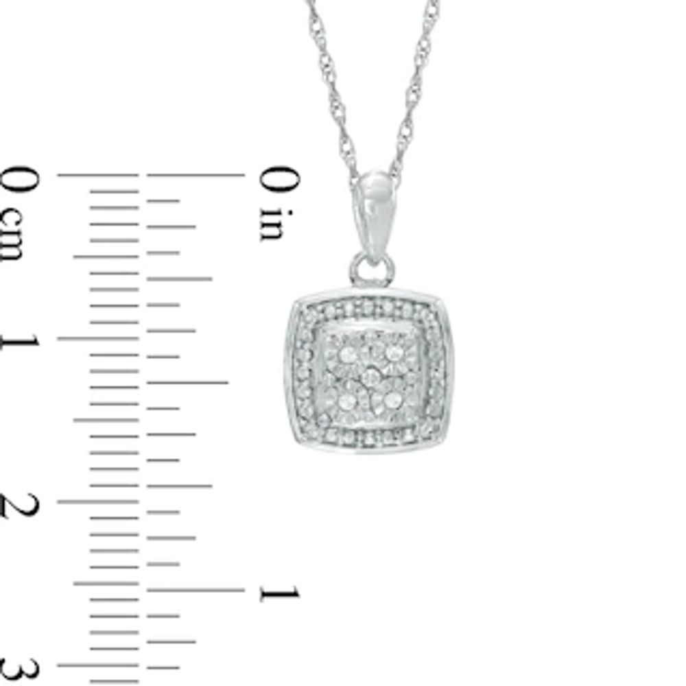 Quad Diamond Accent Square Frame Pendant in Sterling Silver|Peoples Jewellers