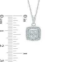 Quad Diamond Accent Square Frame Pendant in Sterling Silver|Peoples Jewellers