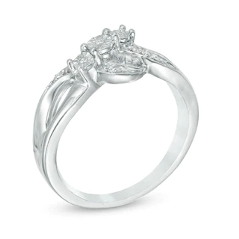 Diamond Accent Three Stone Promise Ring in Sterling Silver|Peoples Jewellers