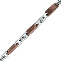Men's Necklace and Bracelet Set in Stainless Steel and Brown IP - 24"|Peoples Jewellers