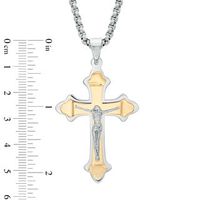 Men's Crucifix Pendant in Two-Tone Stainless Steel - 24"|Peoples Jewellers