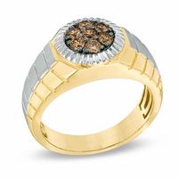 Men's 0.50 CT. T.W. Champagne Diamond Cluster Ring in 10K Gold|Peoples Jewellers