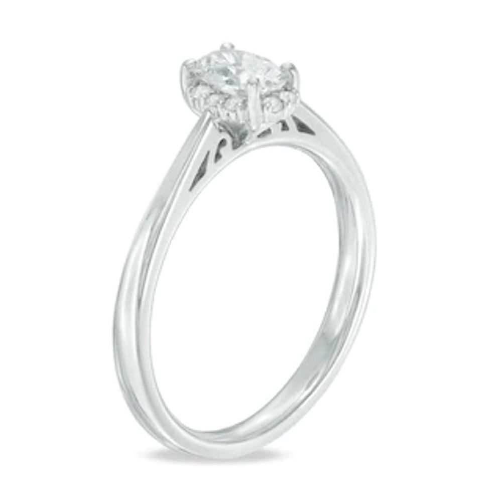 0.60 CT. T.W. Certified Canadian Diamond Frame Engagement Ring in 14K White Gold (I/I1)|Peoples Jewellers