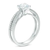 Celebration Canadian Lux® 1.00 CT. T.W. Certified Diamond Double Row Shank Engagement Ring in 14K White Gold (I/SI2)|Peoples Jewellers