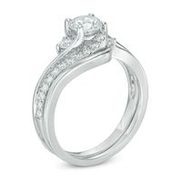 1.00 CT. T.W. Diamond Bypass Shank Bridal Set in 14K White Gold|Peoples Jewellers