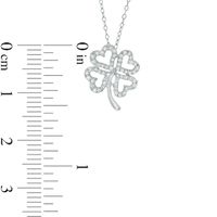 0.15 CT. T.W. Diamond Heart-Shaped Clover Outline Pendant in 10K White Gold - 17"|Peoples Jewellers