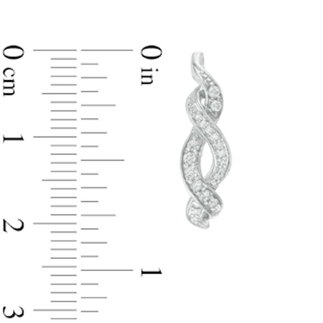 0.23 CT. T.W. Diamond Loose Braid J-Hoop Earrings in Sterling Silver|Peoples Jewellers