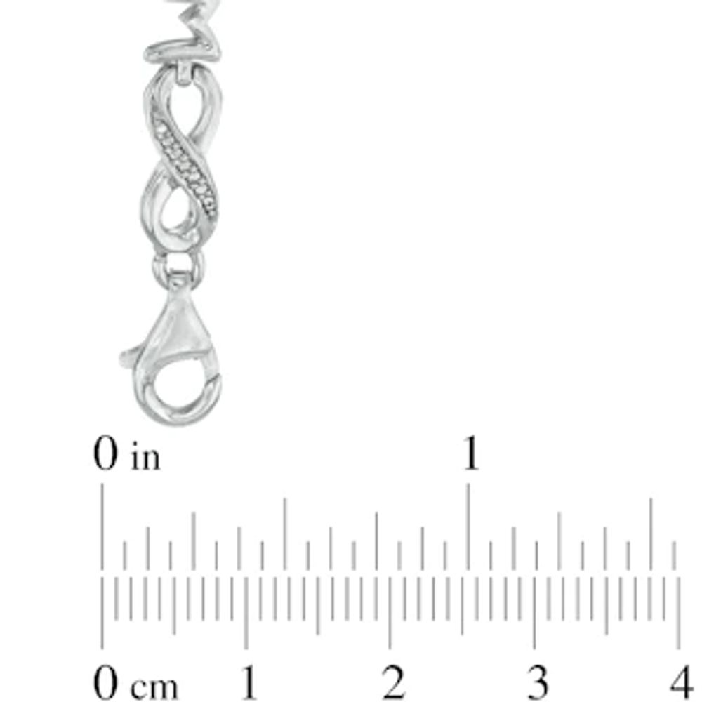 Diamond Accent Alternating "MOM" Infinity Link Bracelet in Sterling Silver - 7.5"|Peoples Jewellers