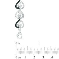 0.09 CT. T.W. Enhanced Black and White Diamond Curlique Heart Link Bracelet in Sterling Silver - 7.5"|Peoples Jewellers