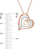 0.11 CT. T.W. Diamond Triple Row Tilted Heart Pendant in 10K Tri-Tone Gold|Peoples Jewellers