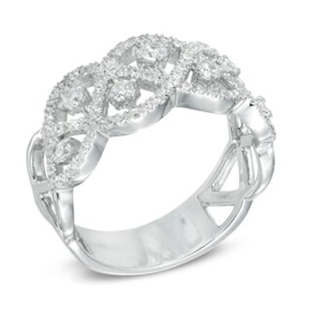 0.45 CT. T.W. Diamond Orbit Braid Ring in Sterling Silver|Peoples Jewellers